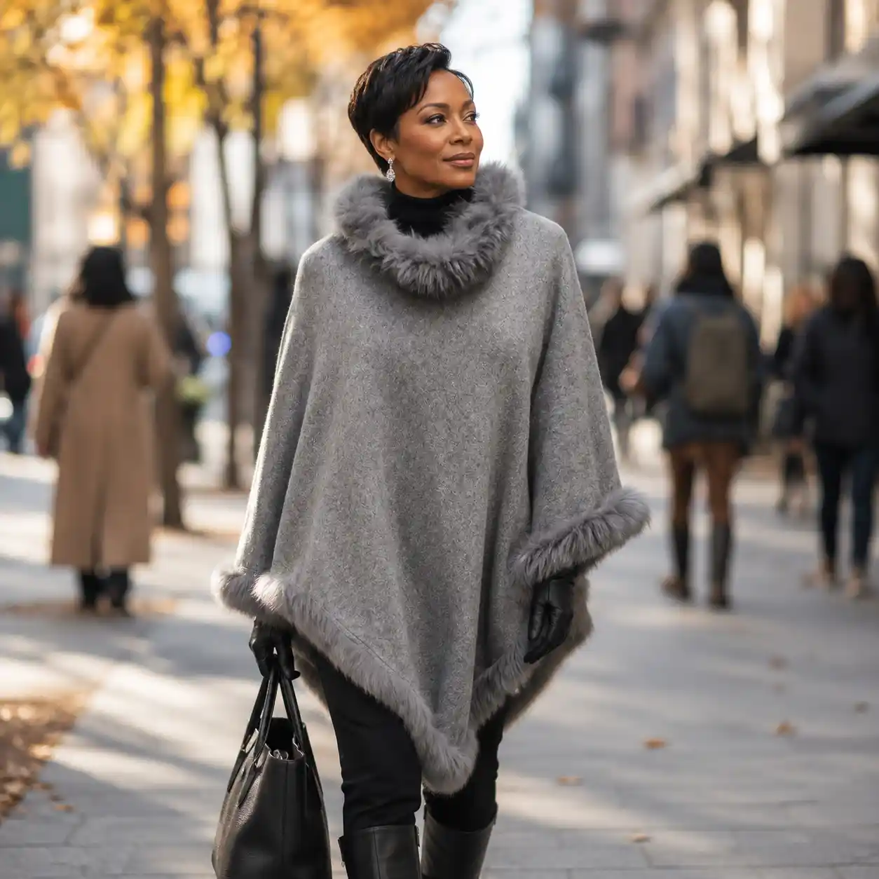 SALT grey winter poncho